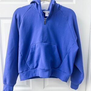 Athleta Half-Zip Hoodie Forever Fleece in Cobalt Blue
